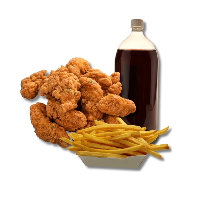 Fried Chicken with Fries or Rice & 2L Soda.